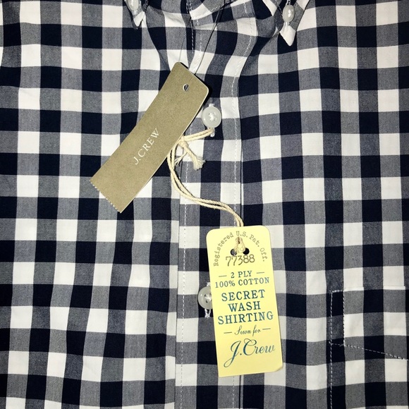 Men’s J. Crew Navy Gingham button up shirt - Picture 3 of 4